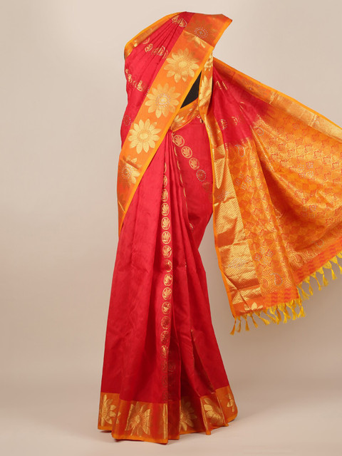 

Pothys Red Woven Design Pure Silk Saree