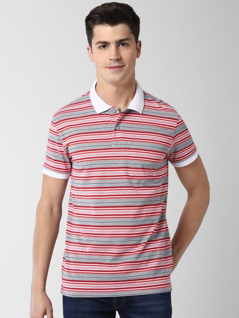 

Peter England Casuals Men Red Striped Polo Collar T-shirt