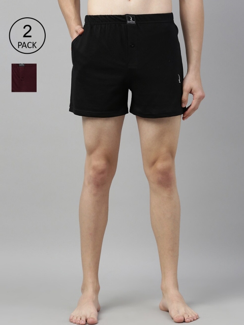 

QUARANTINE Men Pack Of 2 Solid Boxers QBXCMB_BLK_, Black