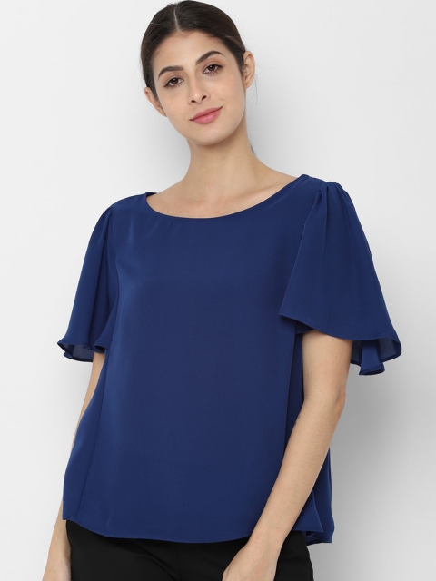 

Allen Solly Woman Blue Solid Boxy Top