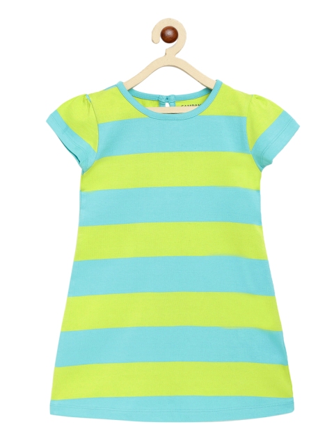 

Campana Girls Turquoise Blue Striped A-Line Dress