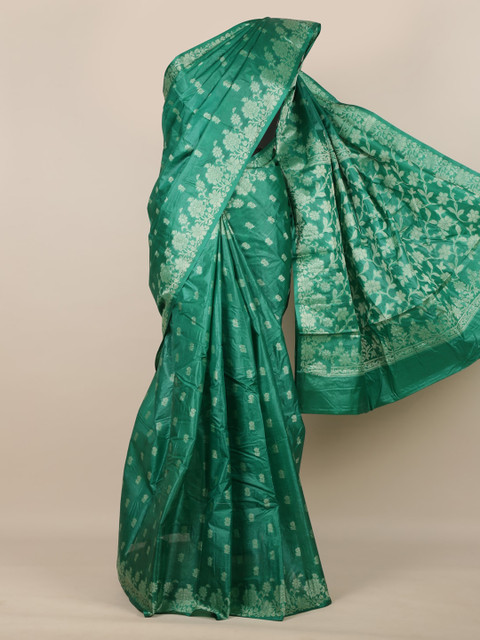 

Pothys Green Pure Silk Woven Design Tussar Saree
