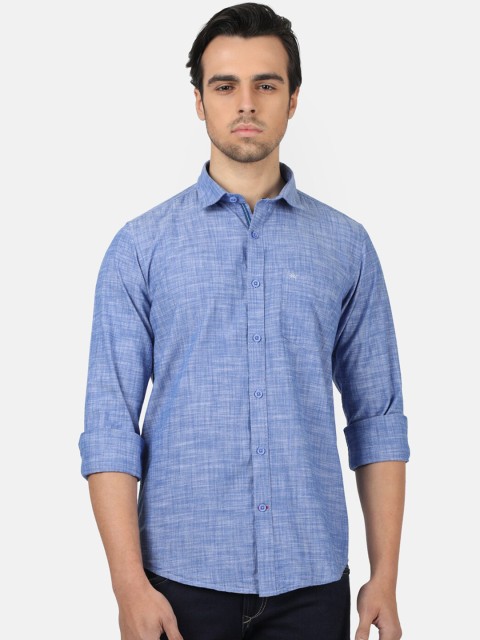 

Monte Carlo Men Blue Regular Fit Self Design Casual Shirt