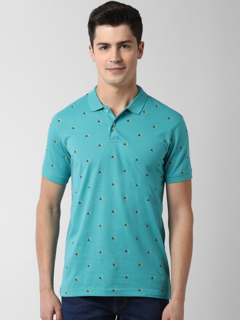 

Peter England Casuals Men Blue Printed Polo Collar T-shirt
