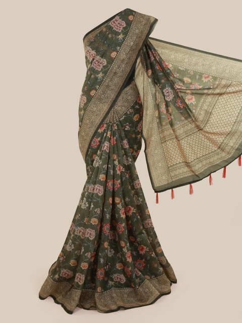 

Pothys Green & Beige Cotton Blend Printed Saree