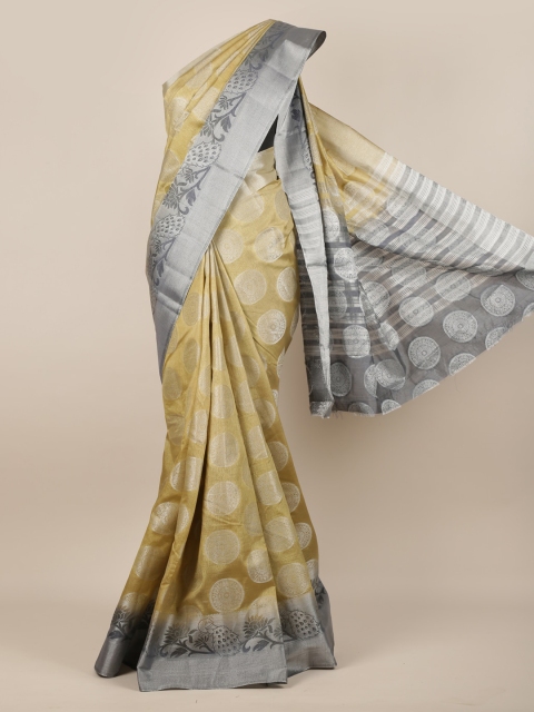 

Pothys Tan Woven Design Jute Silk Saree