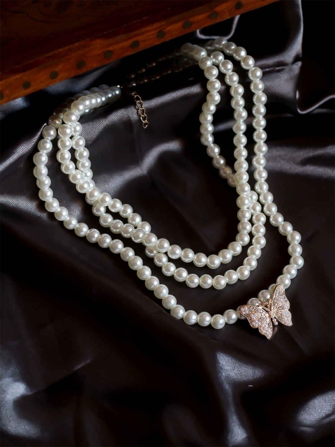 

Bellofox Gold-Toned Butterfly Pearl Layered Necklace