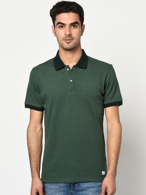 

Octave Men Olive Green Solid Polo Collar T-shirt