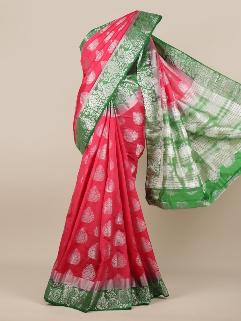 

Pothys Magenta & Green Jute Silk Woven Design Saree