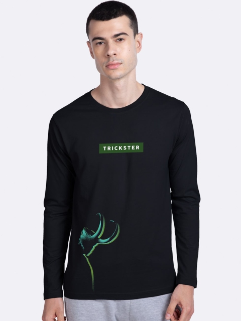 

Bewakoof Men Black Trickster Loki Printed Round Neck Cotton Pure Cotton T-shirt