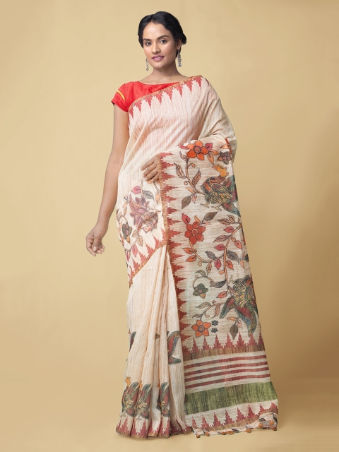 

Unnati Silks Brown Silk Cotton Printed Chanderi Saree