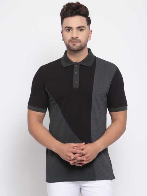 

Kalt Men Multicoloured Colourblocked Polo Collar T-shirt, Multi