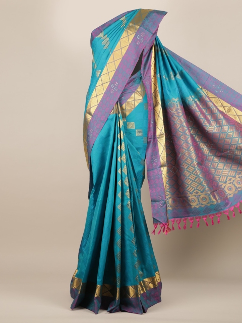 

Pothys Blue Woven Design Pure Silk Saree