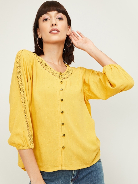 

Fame Forever by Lifestyle Mustard Shirt Style Top