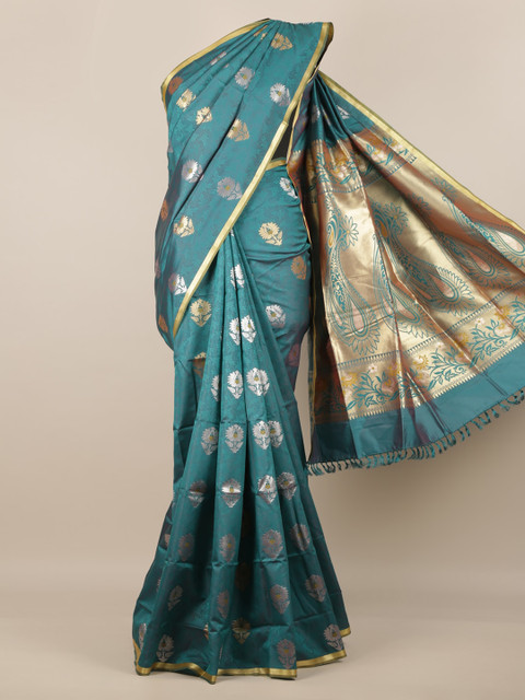 

Pothys Teal Woven Design Art Silk Saree