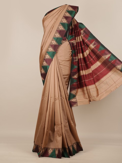 

Pothys Cream-Coloured Solid Art Silk Saree