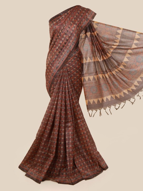 

Pothys Brown & Beige Jute Silk Printed Saree