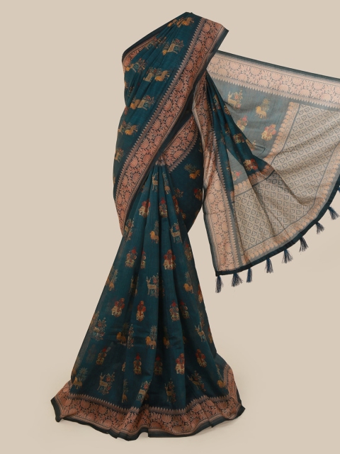 

Pothys Green & Brown Cotton Blend Woven Design Saree