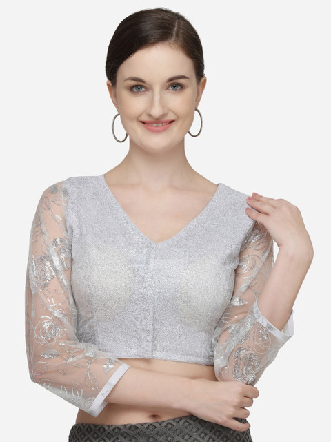 

Fab Dadu Women Silver-Toned Embellished Saree Blouse