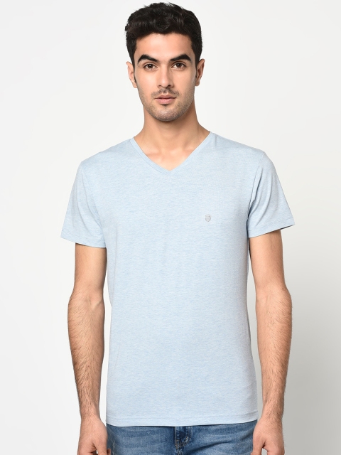 

Octave Men Blue Solid V-Neck T-shirt