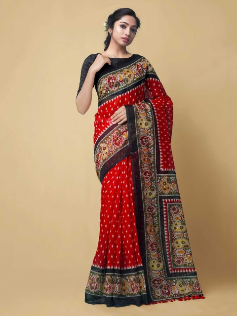 

Unnati Silks Red Pure Silk Printed Mysore Silk Saree