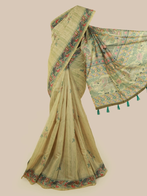 

Pothys Green Printed Cotton Blend Saree
