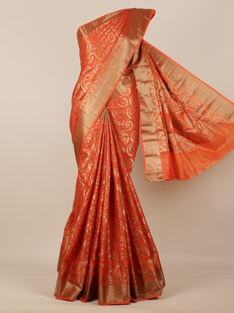 

Pothys Orange Pure Silk Woven Design Tussar Saree