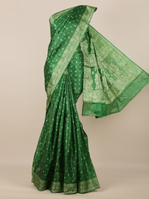 

Pothys Green Pure Silk Woven Design Tussar Saree