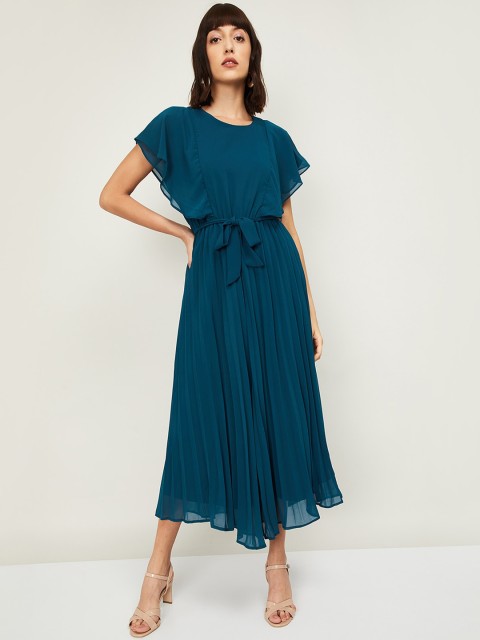 

CODE by Lifestyle Women Teal Blue Solid Fit & Flare Dress