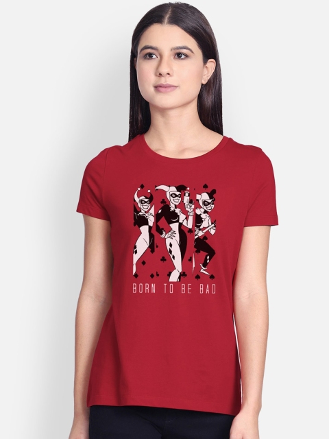 

Free Authority Women Red & Black Batman Printed Round Neck T-shirt