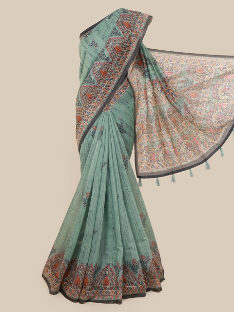 

Pothys Green & Orange Cotton Blend Printed Saree