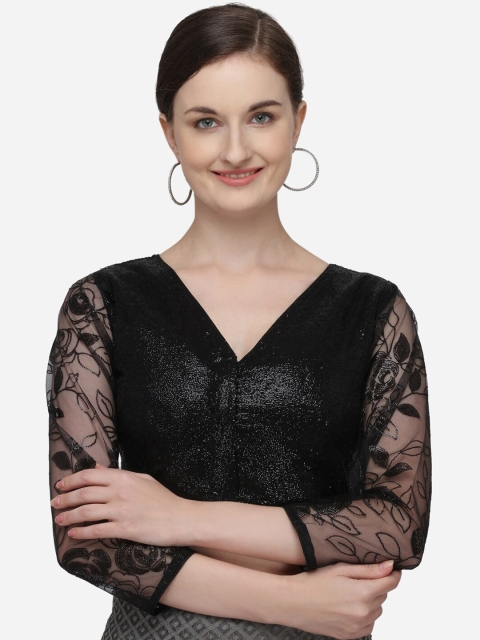 

Fab Dadu Women Black Embellished Saree Blouse