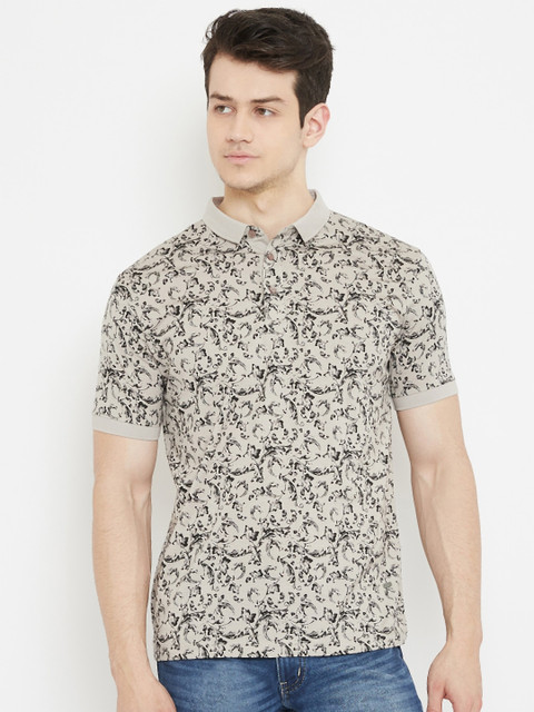 

Crimsoune Club Men Grey Printed Polo Collar T-shirt
