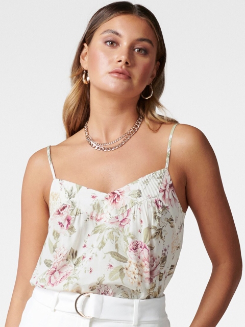 

Forever New White Floral Printed Regular Top