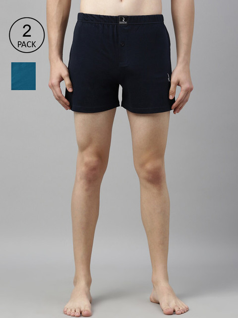 

QUARANTINE Men Pack Of 2 Solid Boxers- QBXCMB, Navy blue