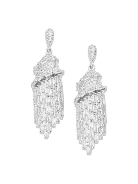 

shaze Silver-Toned Contemporary Drop Earrings