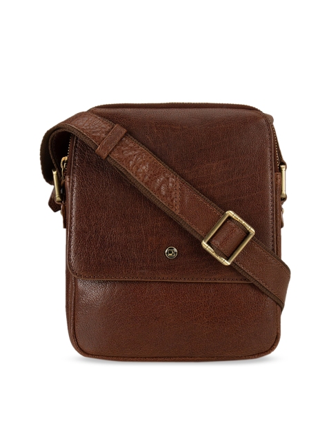 

Da Milano Men Brown Textured Messenger Bag