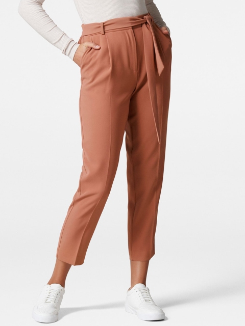 

Forever New Women Rust Tapered Fit Solid Peg Trousers