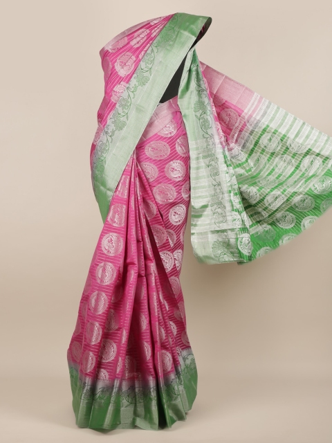 

Pothys Pink Woven Design Jute Silk Saree