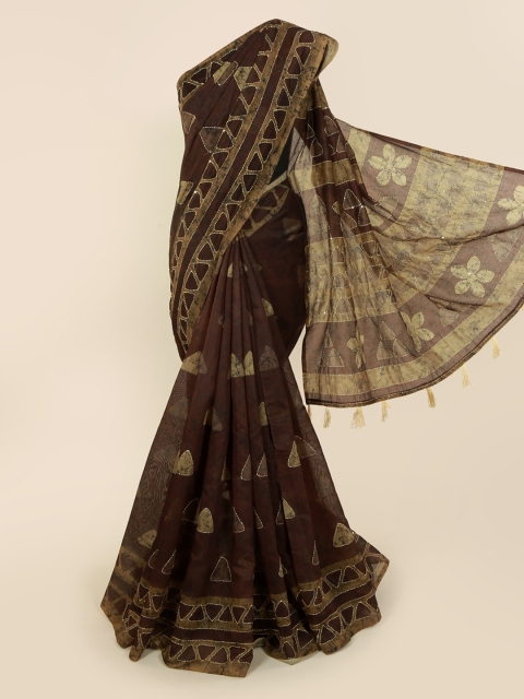 

Pothys Brown Printed Cotton Blend Saree