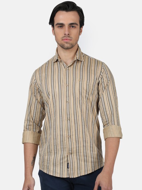 

Monte Carlo Men Brown & Black Slim Fit Striped Casual Shirt