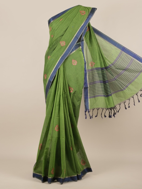

Pothys Green & Blue Silk Cotton Embroidered Saree