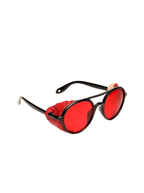 

Fuzoku Men Red Lens & Black Round Sunglasses FZKSS2020SG0078