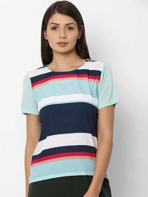 

Allen solly woman blue striped regular top
