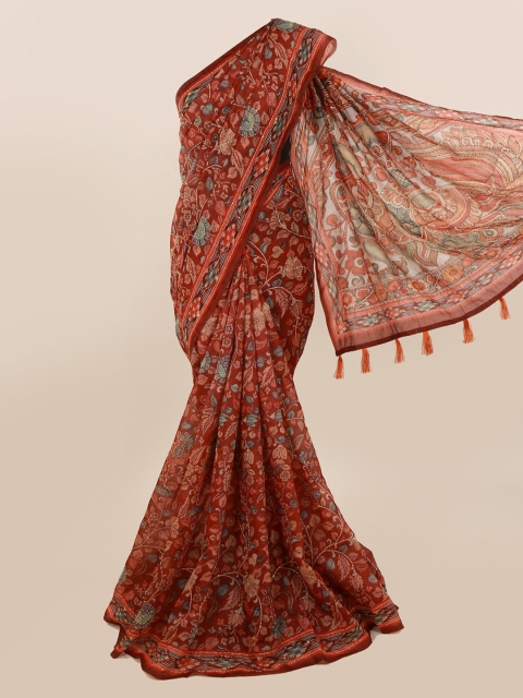 

Pothys Maroon Cotton Blend Printed Chanderi Saree