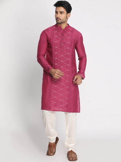 

Nakshi Men Purple Geometric Embroidered Thread Work Kurta