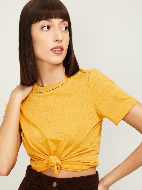 

Fame forever by lifestyle mustard regular crop top
