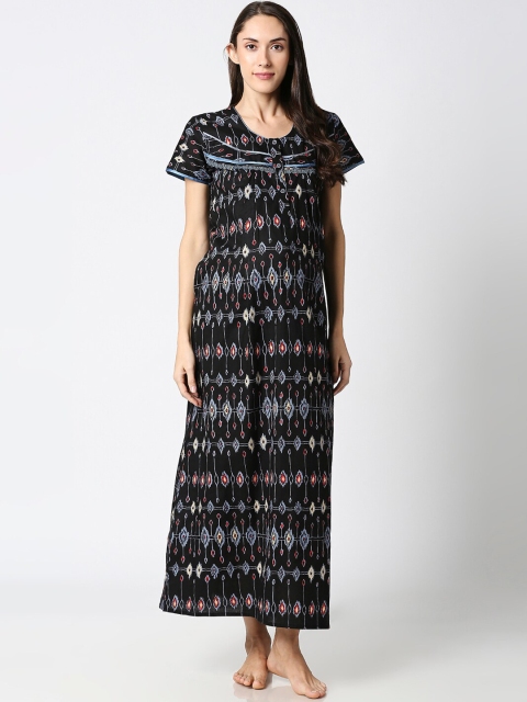 

AV2 Women Black Printed Nightdress