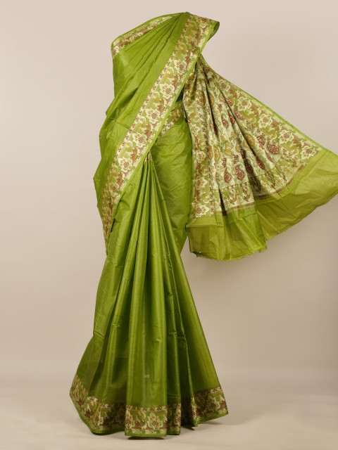 

Pothys Green Pure Silk Solid Tussar Saree