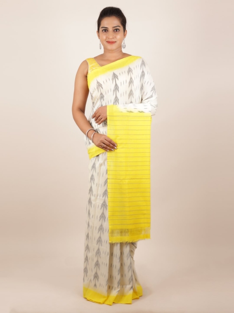

Pothys Cream & Yeallow Pure Cotton Printed Sambalpuri Saree